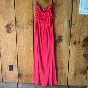 Beautiful coral strapless maxi dress